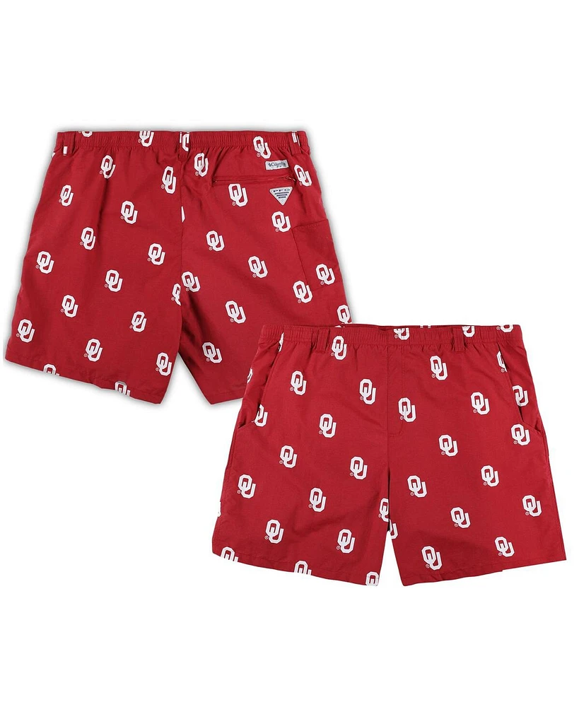 Men's Columbia Crimson Oklahoma Sooners Big and Tall Backcast Ii Allover Print Omni-Shade Shorts