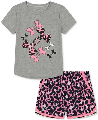Under Armour Toddler & Little Girls Logo T-Shirt Printed Woven Shorts, 2 Piece Set