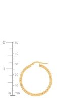 Italian Gold Textured Tube Medium Hoop Earrings in 10k Gold, 1-1/8"