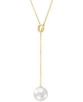 Honora Cultured Ming Pearl (13mm) & Diamond (1/10 ct. t.w.) 20" Lariat Necklace in 14k Gold