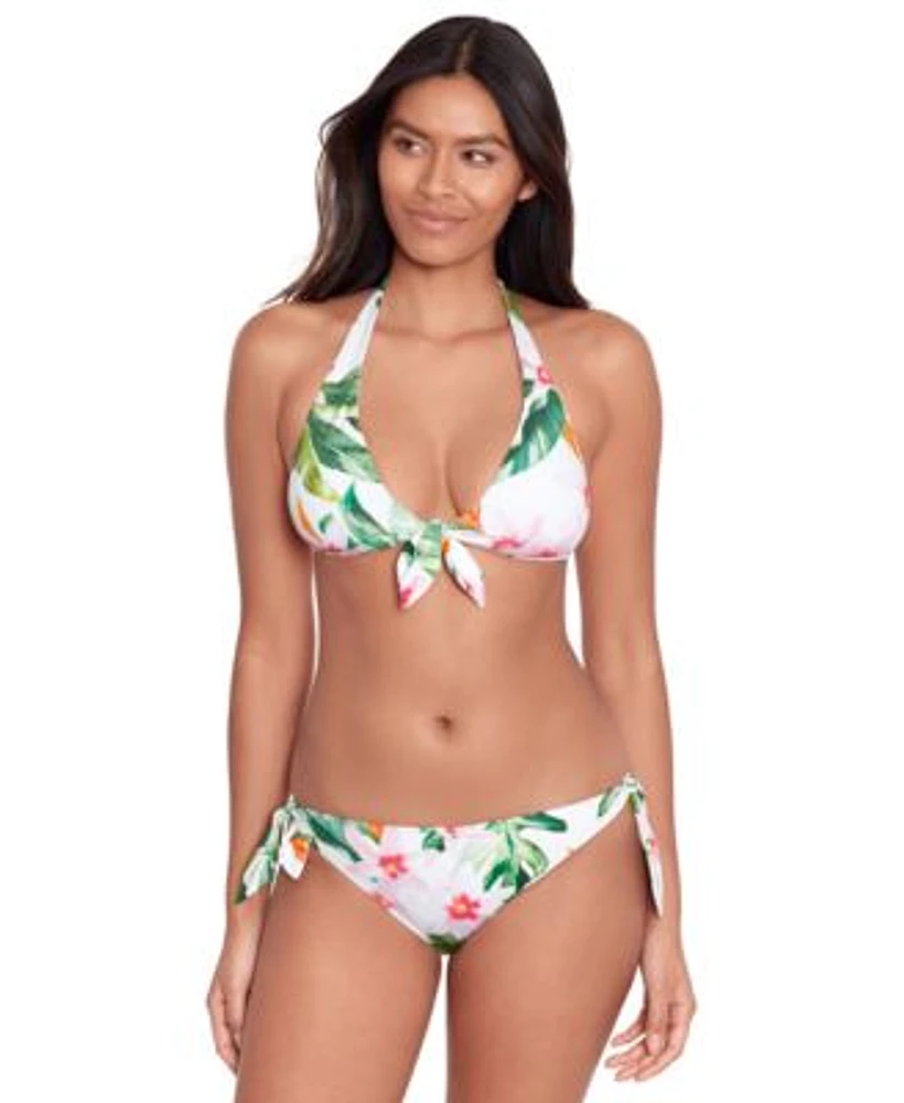 Lauren Ralph Lauren Womens Tropical Print Tie Front Bikini Top Hipster Bikini Bottoms