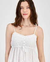 Hippie Rose Juniors' Eyelet Baby Doll Top