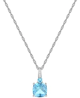 Lab-Grown White Sapphire Accent Gemstone 18" Pendant Necklace Sterling Silver