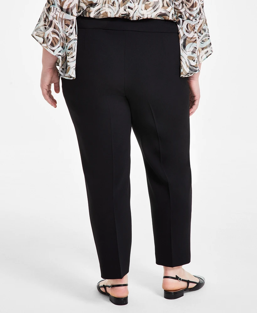 Kasper Plus Flat-Front Straight-Leg Mid Rise Pants