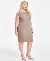 Kasper Plus Cap-Sleeve Shell Dress