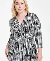 Kasper Plus Signature 3/4-Sleeve Wrap Dress