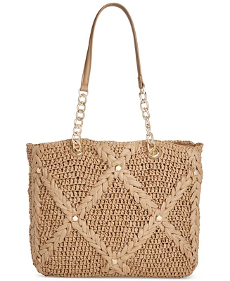 I.n.c. International Concepts Mariahh Studded Extra-Large Woven Straw Tote, Created for Macy's