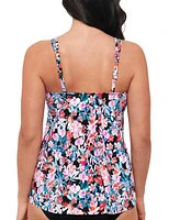Swim Solutions Women's Blushing Pleated Tankini Top, Created for Macy's