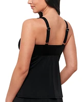 Swim Solutions Women's Black Swan Tiered-Ruffle Tankini Top, Created for Macy's