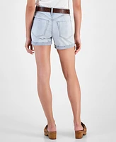 Dollhouse Juniors' Belted High-Rise Cuffed Shorts