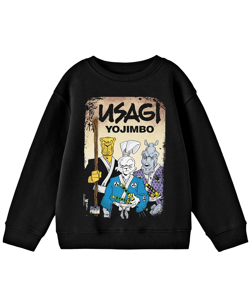 Usagi Yojimbo Boys with Gen and Sanshobo Key Art Youth Black Long Sleeve Tee