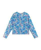 Andy & Evan Big Girls Blue Abstract Print Rashguard