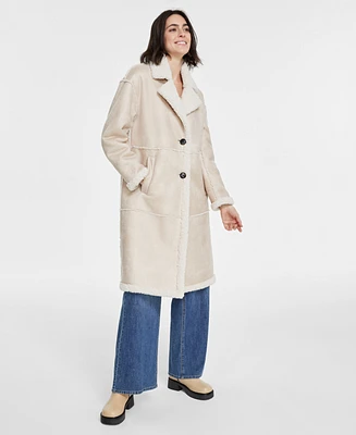 Bcbgmaxazria Women's Single-Breasted Faux-Shearling Coat