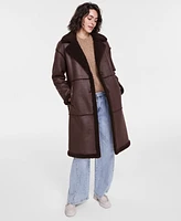 Bcbgmaxazria Women's Single-Breasted Faux-Shearling Coat