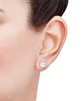 Cubic Zirconia Round Stud Earrings 14k Gold or White