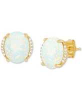 Opal (2 ct. t.w.) & Diamond Accent Stud Earrings in 14k Gold