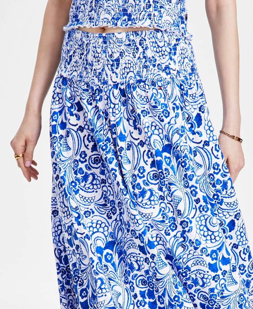 Tommy Hilfiger Women's Fountain Floral-Print Maxi Skirt