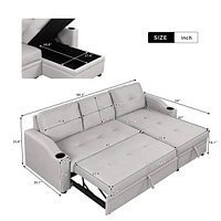Simplie Fun 80.3" Pull Out Sofa Bed Modern Padded Upholstered Sofa Bed, Linen Fabric 3 Seater Couch