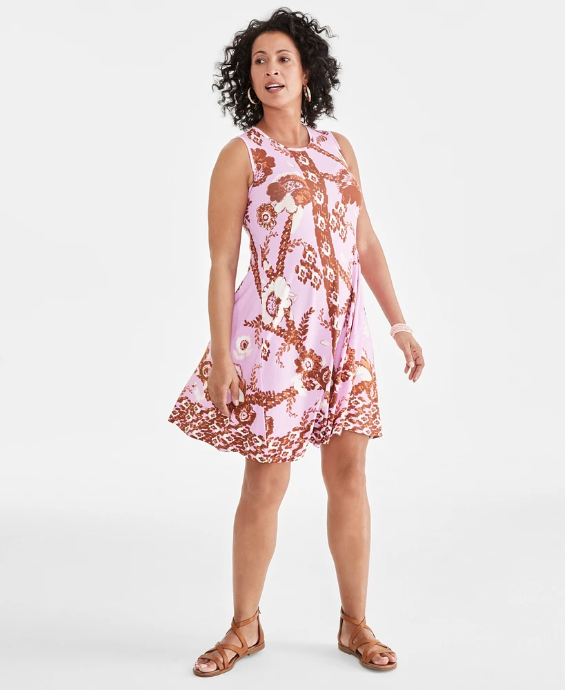 Style & Co Women's Printed Sleeveless Flip-Flop Dress, Created for Macy's