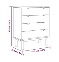 vidaXL Drawer Cabinet Otta Brown&White 30.1"x15.6"x35.4" Solid Wood Pine