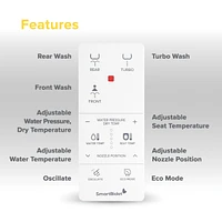SmartBidet Sb-100R Electric Bidet Toilet Seat for Elongated Toilets with Remote Control and Stainless Steel Nozzle, White