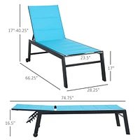 Simplie Fun Blue Outdoor Chaise Lounge with Recliner Mechanism