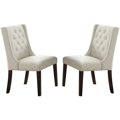Simplie Fun Modern Faux Leather White Tufted Set Of 2 Chairs Dining Seat Chair