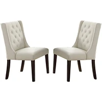 Streamdale Furniture Modern Faux Leather White Tufted Set Of 2 Chairs Dining Seat Chair