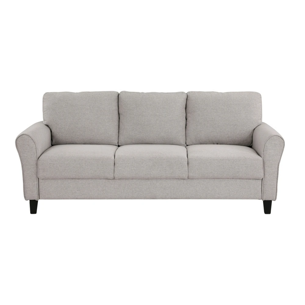 Simplie Fun Modern Transitional Sand Hued Textured Fabric Upholstered 1 Piece Sofa Attached Cushions Living