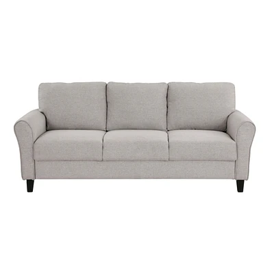 Simplie Fun Modern Transitional Sand Hued Textured Fabric Upholstered 1 Piece Sofa Attached Cushions Living
