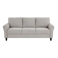 Simplie Fun Modern Transitional Sand Hued Textured Fabric Upholstered 1 Piece Sofa Attached Cushions Living