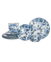 Godinger Blue Floral 12 Pc. Dinnerware Set, Service for 4