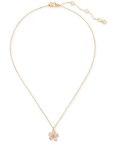 kate spade new york Gold-Tone Paradise Flower Mini Pendant Necklace, 16" + 3" extender