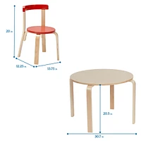 ECR4Kids Bentwood Round Table and Curved Back Chair Set, Grey Wash, 5-Piece