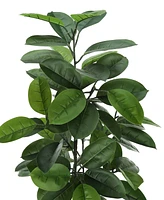 Monarch Specialties 52" Indoor Artificial Floor Rubber Tree with Black Pot