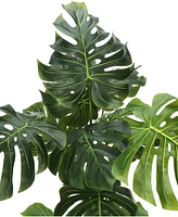 Monarch Specialties 55" Indoor Artificial Floor Monstera Tree with Black Pot