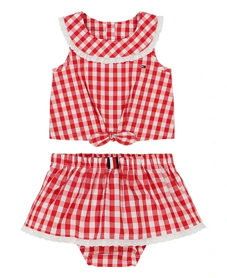 Tommy Hilfiger Baby Girls Gingham Check Top and Bloomer Shorts Set