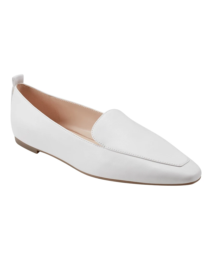 Marc Fisher Women's Seltra Almond Toe Slip-On Dress Flat Loafers - White