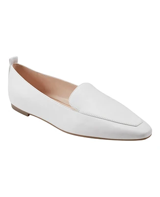 Marc Fisher Women's Seltra Almond Toe Slip-On Dress Flat Loafers - White