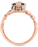 Effy Diamond & Emerald Accent Panther Ring (1/3 ct. t.w.) in 14k Rose Gold