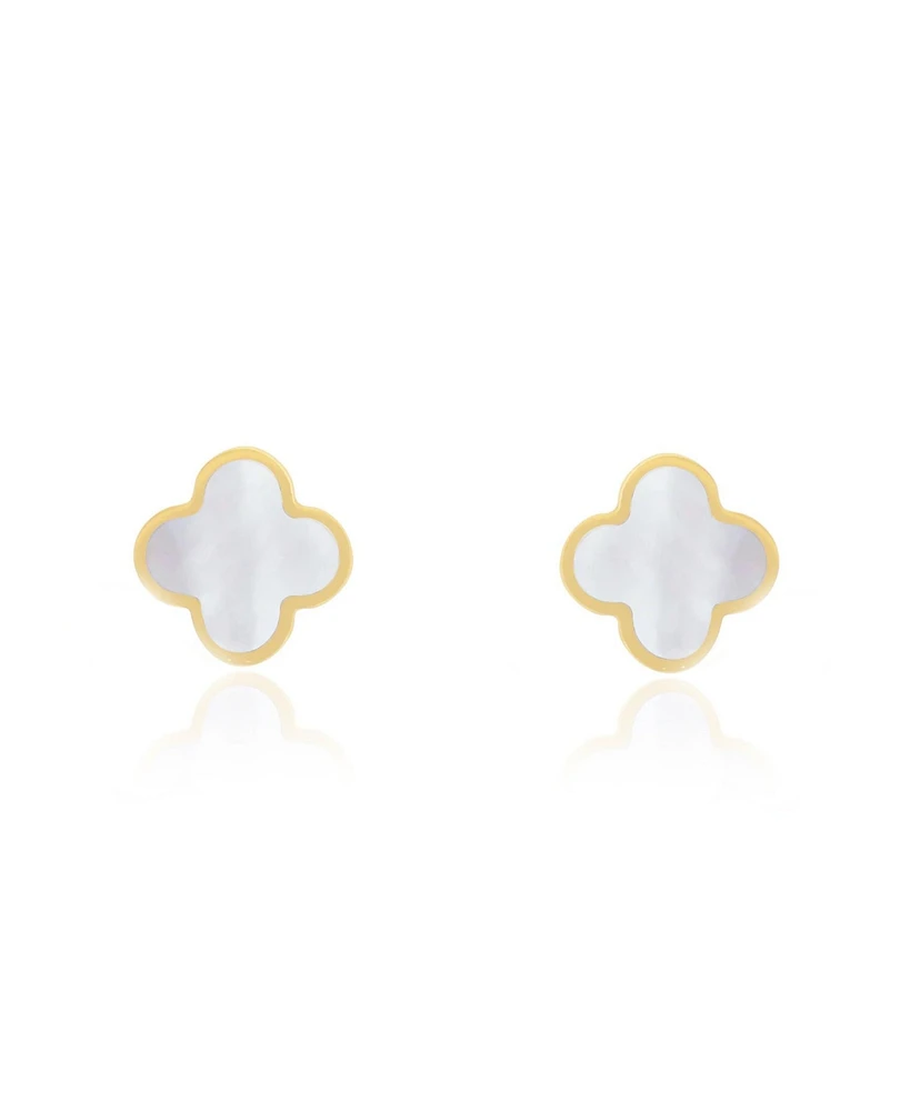 The Lovery Small Mother of Pearl Clover Stud Earrings