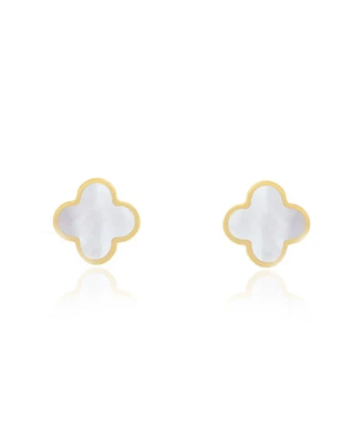 The Lovery Small Mother of Pearl Clover Stud Earrings
