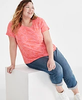 Style & Co Plus Size Printed Scoop-Neck Knit Top, Created for Macy's