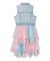 Rare Editions Big Girls Denim Vest Topper Dress