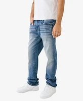 True Religion Men's Ricky Flap Raw Edge Logo Straight Jean