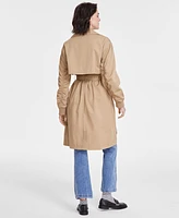 Karl Lagerfeld Paris Women's Ruched-Sleeve Trench Coat