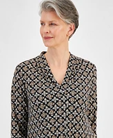 Jm Collection Petite Francesca Foulard V-Neck Top, Created for Macy's