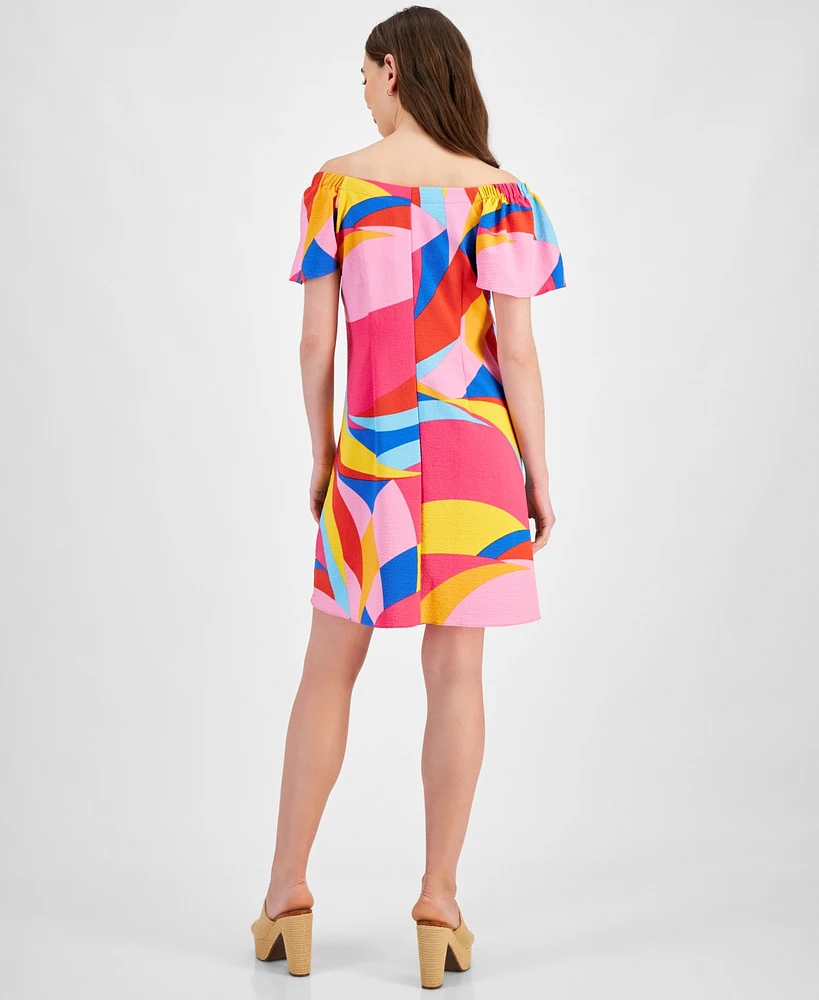 Robbie Bee Women's Printed Flutter-Sleeve A-Line Dress