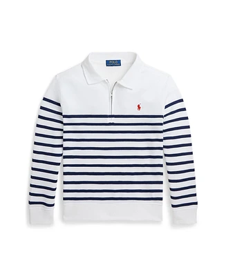 Polo Ralph Lauren Big Boy Striped Spa Terry Quarter-Zip Sweatshirt