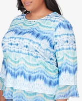 Alfred Dunner Plus Size Hyannisport Tie Dye Top